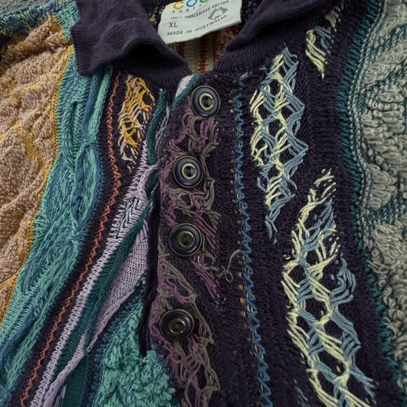 COOGI Australia Authentic Women XL Pullover Collared Cotton Purple Abstract - Picture 14 of 16